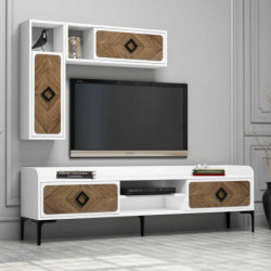 Mueble TV con estante Samba nogal blanco Practica Hogar