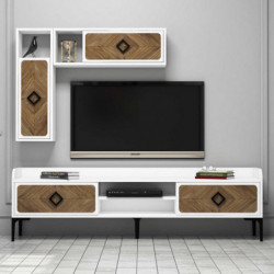 Mueble TV con estante Samba nogal blanco Practica Hogar
