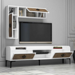 Mueble TV con estante Samba nogal blanco Practica Hogar