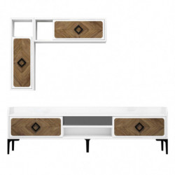 Mueble TV con estante Samba nogal blanco Practica Hogar