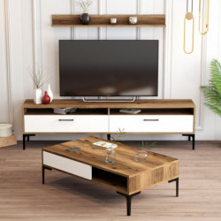 Conjunto de muebles de salón istanbul blanco nogal Practica Hogar
