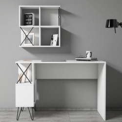 Escritorio con estantería Extra 2 blanco negro Practica Hogar