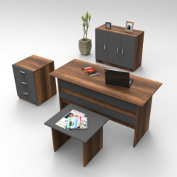 Conjunto de muebles de oficina VO12 BA antracita nogal Practica Hogar