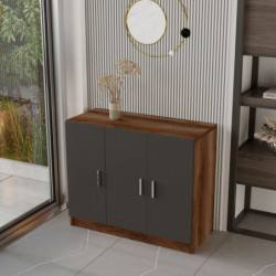 Conjunto de muebles de oficina VO12 BA antracita nogal Practica Hogar