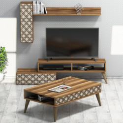 Conjunto de muebles de salón Planet crema nogal Practica Hogar