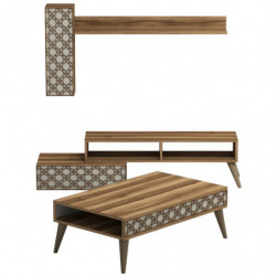 Conjunto de muebles de salón Planet crema nogal Practica Hogar