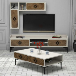 Conjunto de muebles de salón Samba crema nogal Practica Hogar