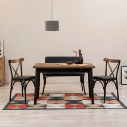 Set mesa comedor extensible y sillas (4 piezas) Oliver-V2 negro Practica Hogar