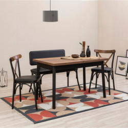Set mesa comedor extensible y sillas (4 piezas) Oliver-V2 negro Practica Hogar