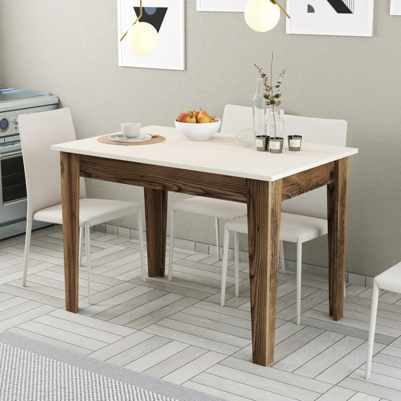 Mesa de cocina Kiev 508 crema nogal Practica Hogar Mesa de cocina Kiev 508 crema nogal Practica Hogar