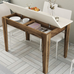 Mesa de cocina Kiev 508 crema nogal Practica Hogar