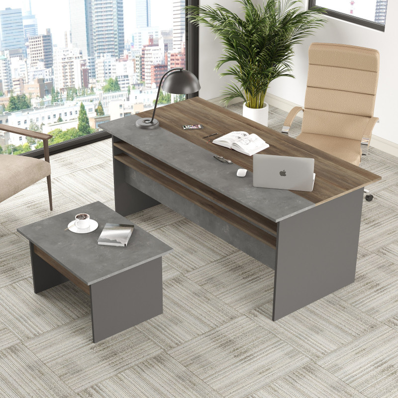 Conjunto de muebles de oficina VS6-CGA antracita gris marrón Practica Hogar Conjunto de muebles de oficina VS6-CGA antracita gris marrón Practica Hogar
