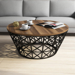 Mesa de centro Stil Metal Ferforj negro nogal Practica Hogar