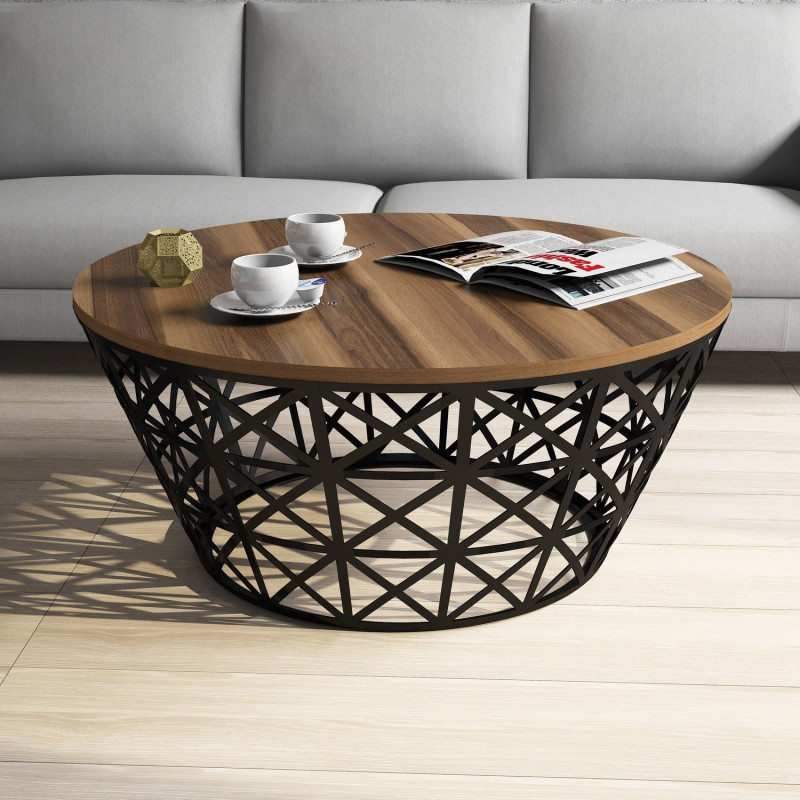 Mesa de centro Stil Metal Ferforj negro nogal Practica Hogar Mesa de centro Stil Metal Ferforj negro nogal Practica Hogar