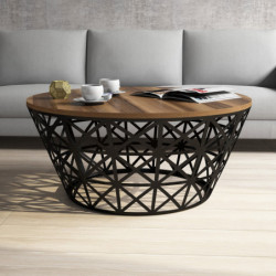 Mesa de centro Stil Metal Ferforj negro nogal Practica Hogar