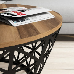 Mesa de centro Stil Metal Ferforj negro nogal Practica Hogar