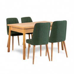 Set mesa comedor extensible y sillas (5 piezas) Santiago pino atlántico verde Practica Hogar