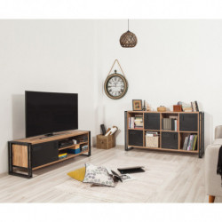 Conjunto de muebles de salón Cosmo -TKM.5 pino atlántico negro Practica Hogar