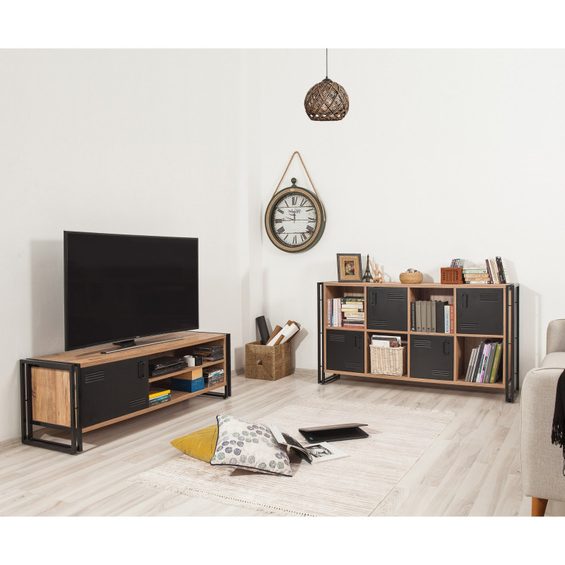 Conjunto de muebles de salón Cosmo -TKM.5 pino atlántico negro Practica Hogar Conjunto de muebles de salón Cosmo -TKM.5 pino atlántico negro Practica Hogar