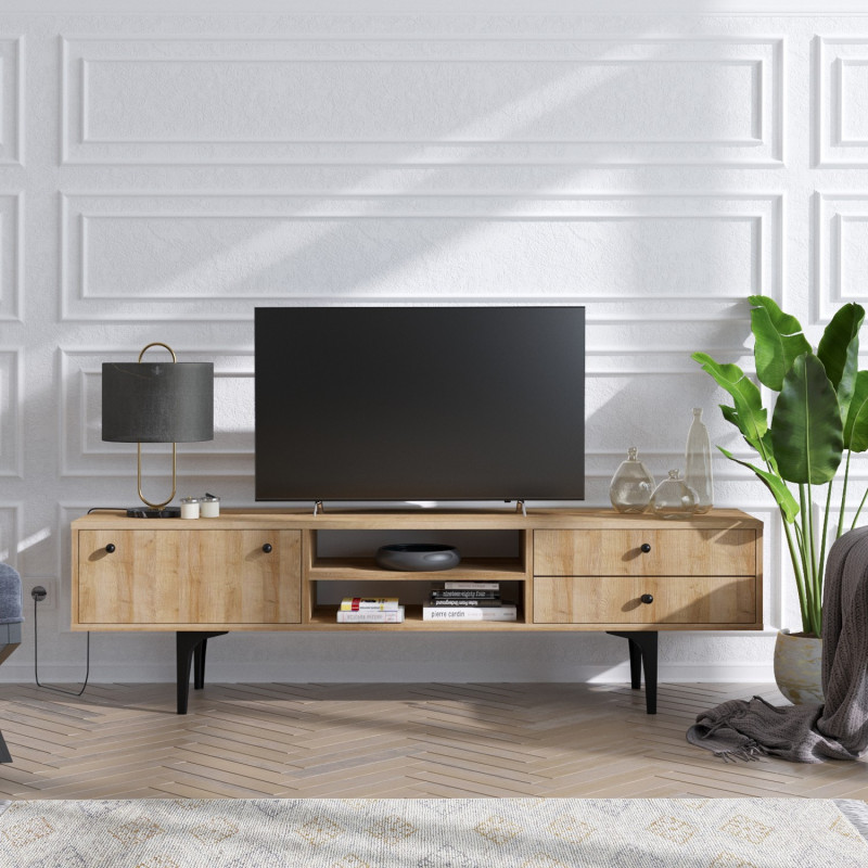 Mueble TV Alessa roble Practica Hogar Mueble TV Alessa roble Practica Hogar