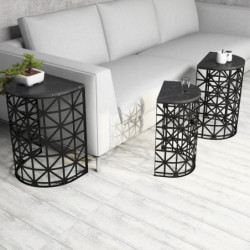 Set mesas de café (3 piezas) Stil negro Practica Hogar