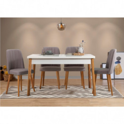 Set mesa y sillas (5 piezas) Costa pino atlántico blanco gris Practica Hogar