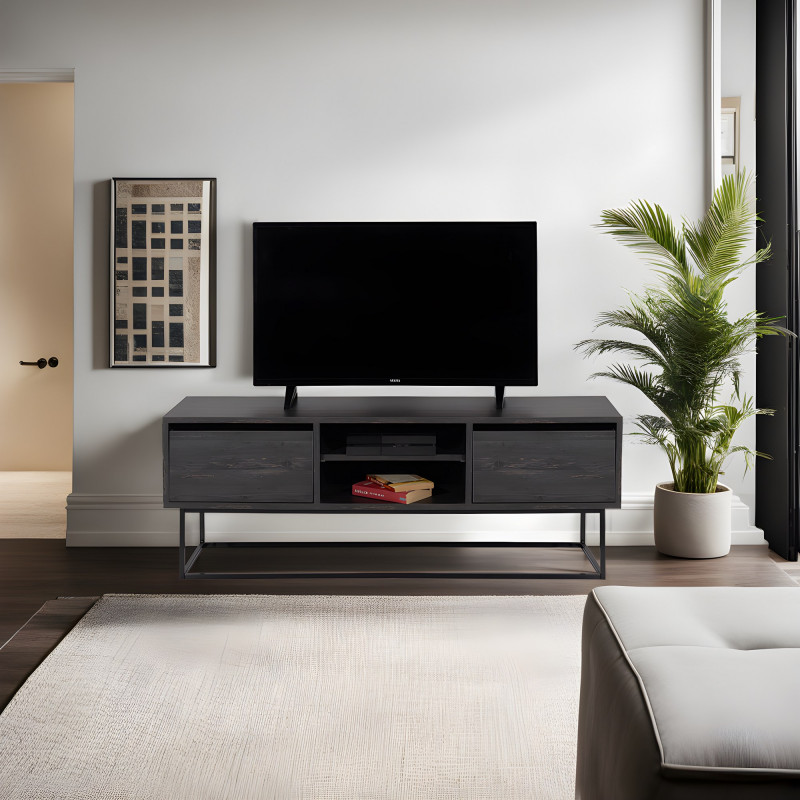 Mueble TV Escape 140 negro marrón oscuro Practica Hogar Mueble TV Escape 140 negro marrón oscuro Practica Hogar