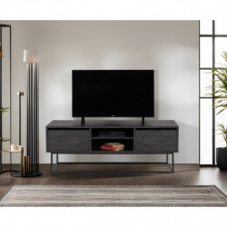 Mueble TV Escape 140 negro marrón oscuro Practica Hogar