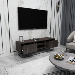 Mueble TV Escape 140 negro marrón oscuro Practica Hogar