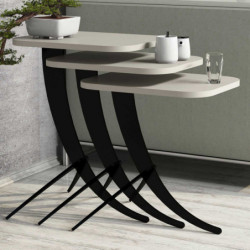 Set mesas de café (3 piezas) Pion crema Practica Hogar