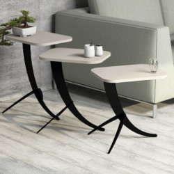 Set mesas de café (3 piezas) Pion crema Practica Hogar