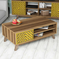 Mesa de centro İnci amarillo nogal Practica Hogar