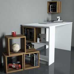 Escritorio de estudio Box nogal blanco Practica Hogar