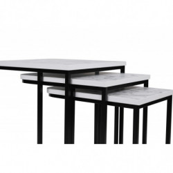 Set mesas de café (3 piezas) Ce Metal Zigon-9404 blanco negro Practica Hogar