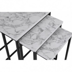 Set mesas de café (3 piezas) Ce Metal Zigon-9404 blanco negro Practica Hogar