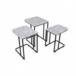 Set mesas de café (3 piezas) Ce Metal Zigon-9404 blanco negro Practica Hogar