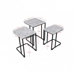 Set mesas de café (3 piezas) Ce Metal Zigon-9404 blanco negro Practica Hogar