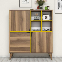 Mueble auxiliar Pulse amarillo nogal Practica Hogar