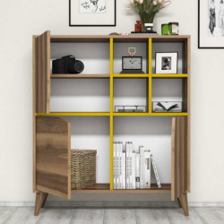 Mueble auxiliar Pulse amarillo nogal Practica Hogar