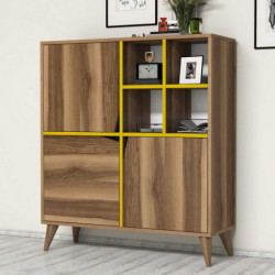 Mueble auxiliar Pulse amarillo nogal Practica Hogar