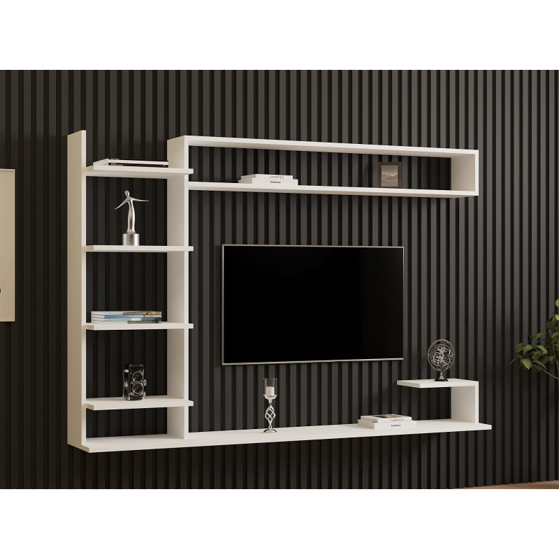 Mueble TV con estante Noble blanco Practica Hogar Mueble TV con estante Noble blanco Practica Hogar