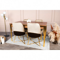 Mesa de comedor extensible Damla-1103 dorado nogal Practica Hogar