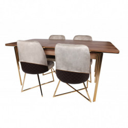Mesa de comedor extensible Damla-1103 dorado nogal Practica Hogar