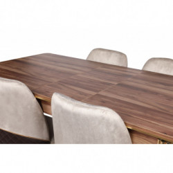 Mesa de comedor extensible Damla-1103 dorado nogal Practica Hogar