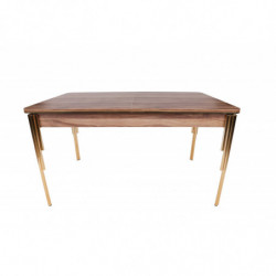Mesa de comedor extensible Damla-1103 dorado nogal Practica Hogar