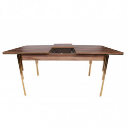 Mesa de comedor extensible Damla-1103 dorado nogal Practica Hogar