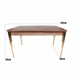 Mesa de comedor extensible Damla-1103 dorado nogal Practica Hogar