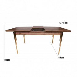 Mesa de comedor extensible Damla-1103 dorado nogal Practica Hogar