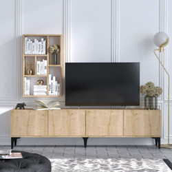 Mueble TV con estante Turid roble zafiro Practica Hogar