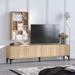 Mueble TV con estante Turid roble zafiro Practica Hogar
